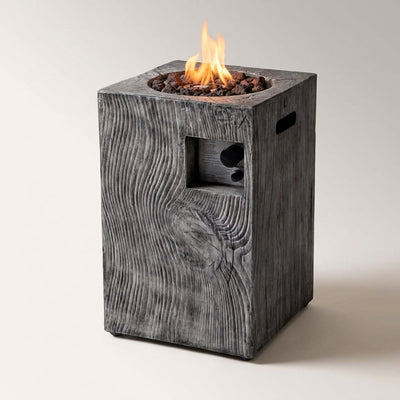Propane Fire Pit Built to Heat Large Patios, 30000 BTU Output, Wood-Look Column Design, Electronic Ignition