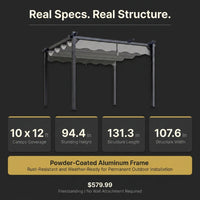 10'X12' Retractable Pergola, Outdoor Pergolas for Patio Covers for Shade and Rain, Aluminum Pergola Canopy Gazebo for Backyard, Deck, Garden — Results & Stats