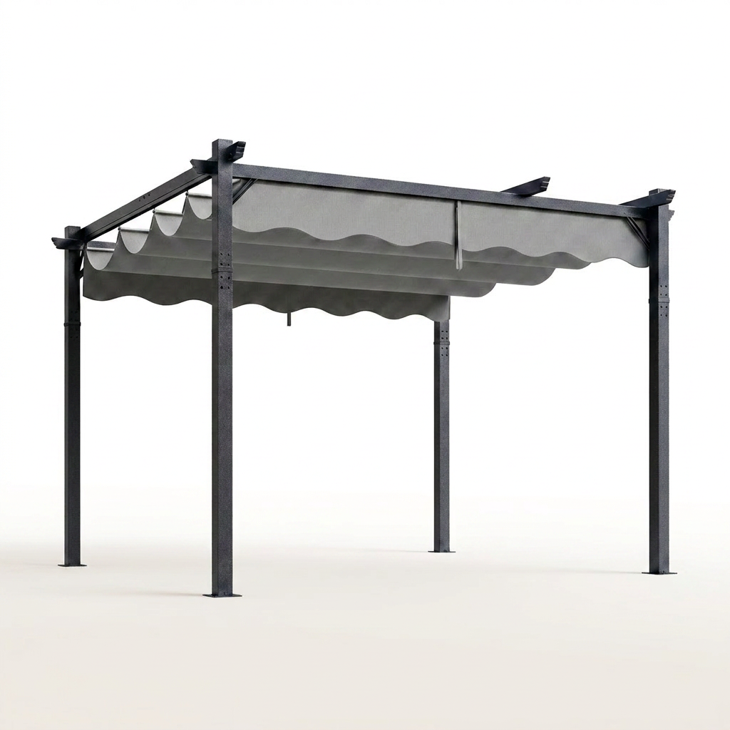 10'X12' Retractable Pergola, Outdoor Pergolas for Patio Covers for Shade and Rain, Aluminum Pergola Canopy Gazebo for Backyard, Deck, Garden — Studio Shot