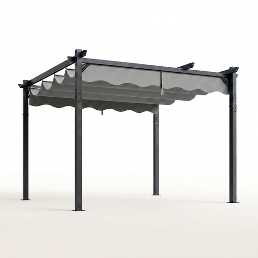 10'X12' Retractable Pergola, Outdoor Pergolas for Patio Covers for Shade and Rain, Aluminum Pergola Canopy Gazebo for Backyard, Deck, Garden — Studio Shot