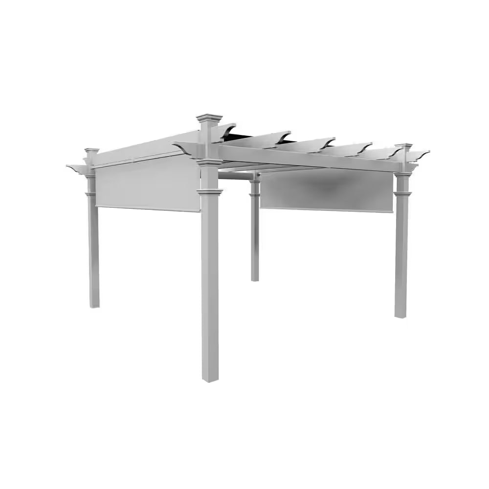120"L X 120"W X 108"H Vinyl Malibu Canopy Pergola, White, VA42057
