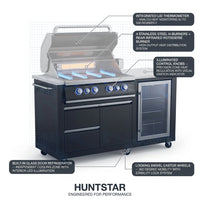 Premium 70" Black Stainless Steel Outdoor Kitchen Island with Refrigerator + 32"W 4-Burner BBQ Grill with Rear Burner — How It Works