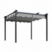 Outdoor Pergola Built for Shade and Weather Protection, 10x12 Retractable Canopy, Aluminum Frame, Garden Gazebo